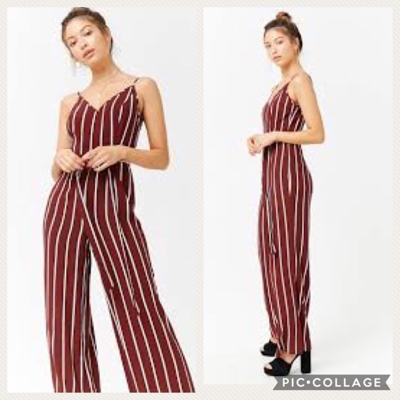 maroon and white jumpsuit